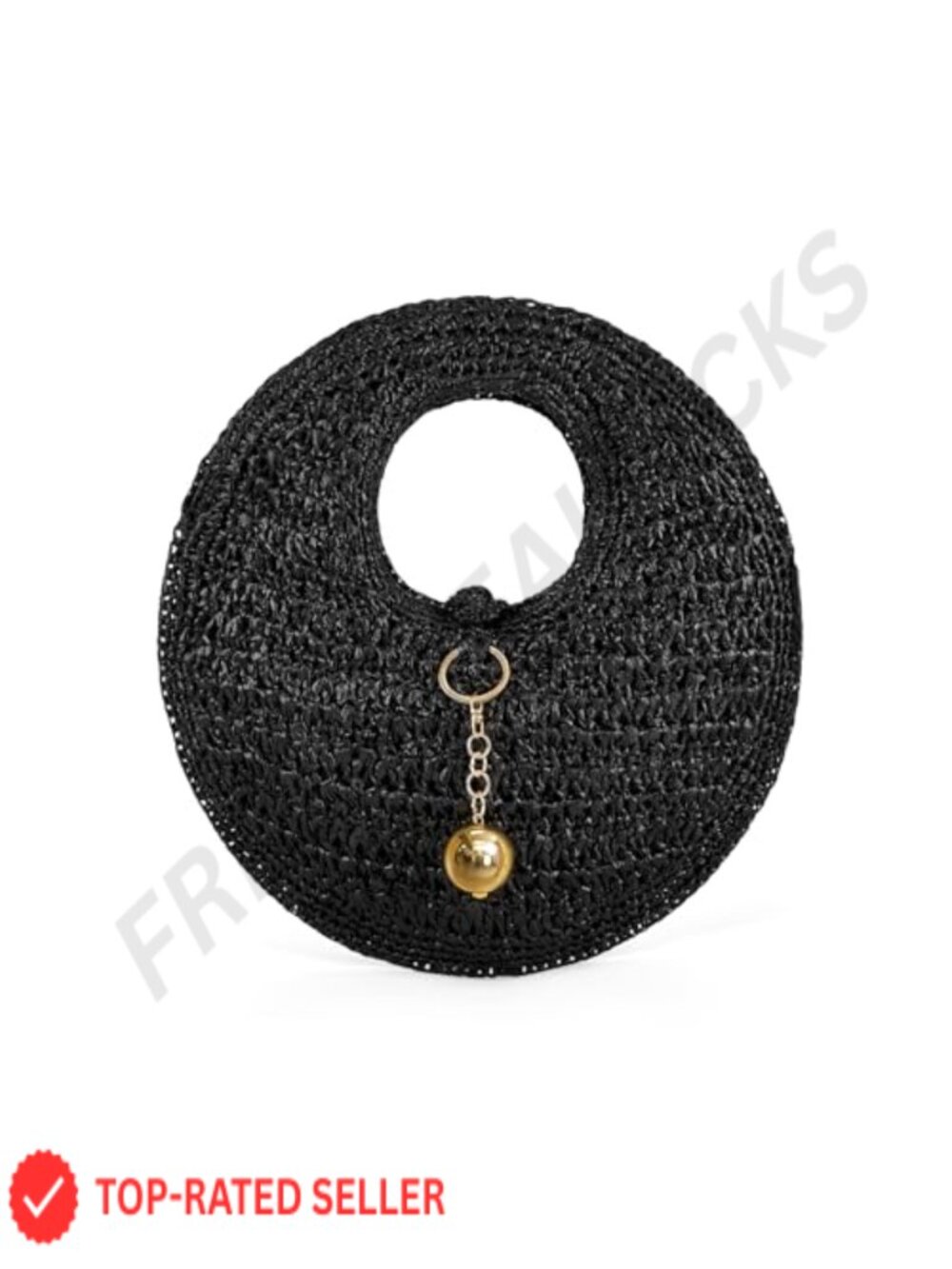 Woven Straw Beach Bag Handmade Raffia Circle Tote Large Round Boho Purse
